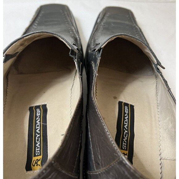 Stacy Adams Reptile Embossed Black Leather Square Toe Slip ON Shoe 10.5M Comfort - Picture 5 of 8